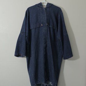 MJL & CO Vintage Hooded Denim Trench Coat (M)